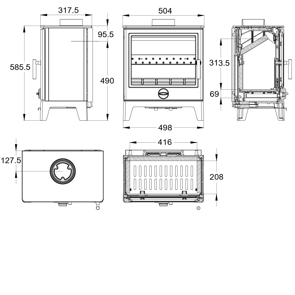 Mi-Fires Large Derwent 8KW Multifuel stove