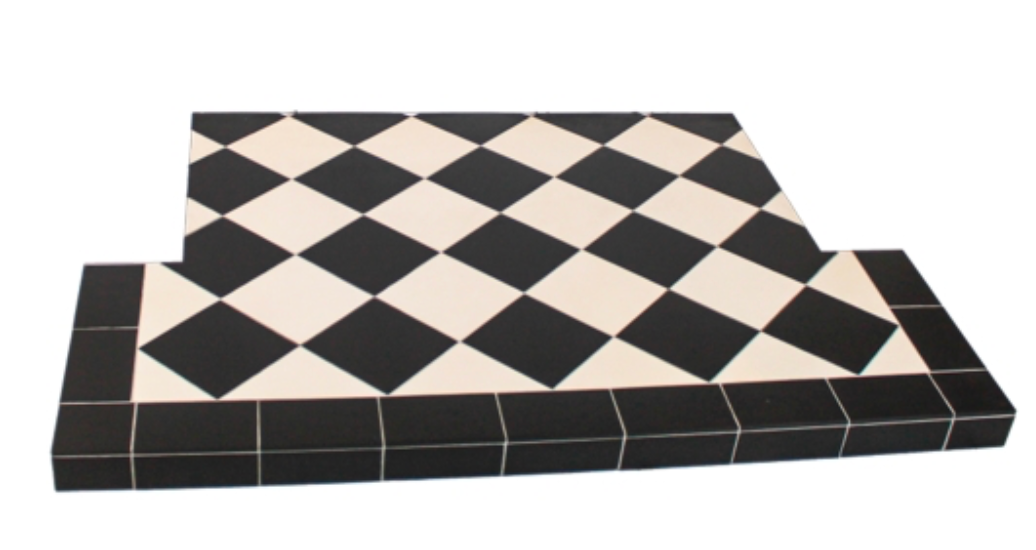 Diamond Quarry Hearth Black/White 1225mm Front Width
