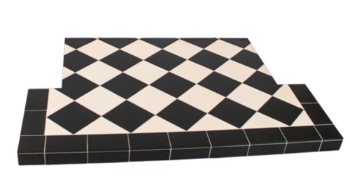 Diamond Quarry Hearth Black/White 1225mm Front Width