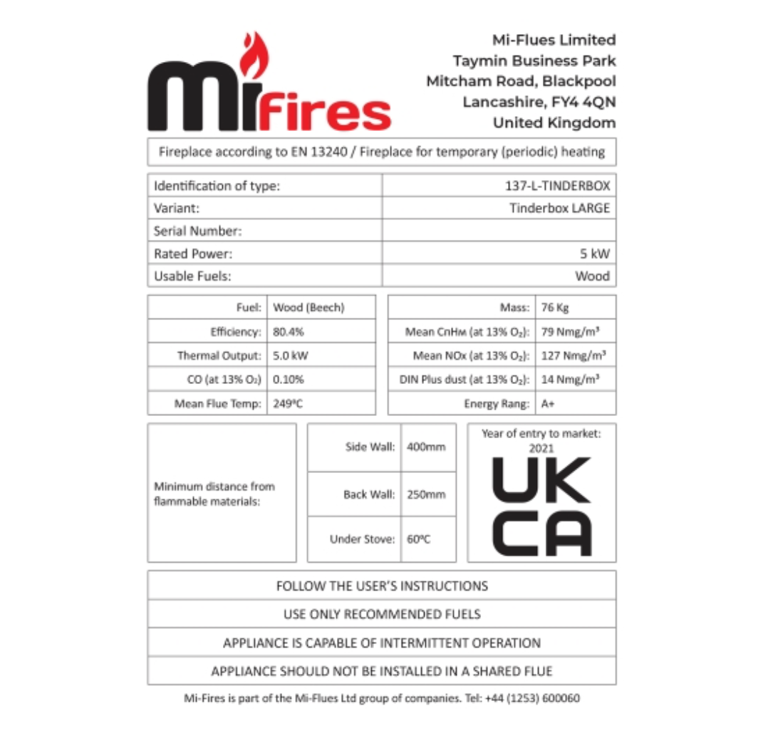 Mi-Fires Large Tinderbox Woodburner