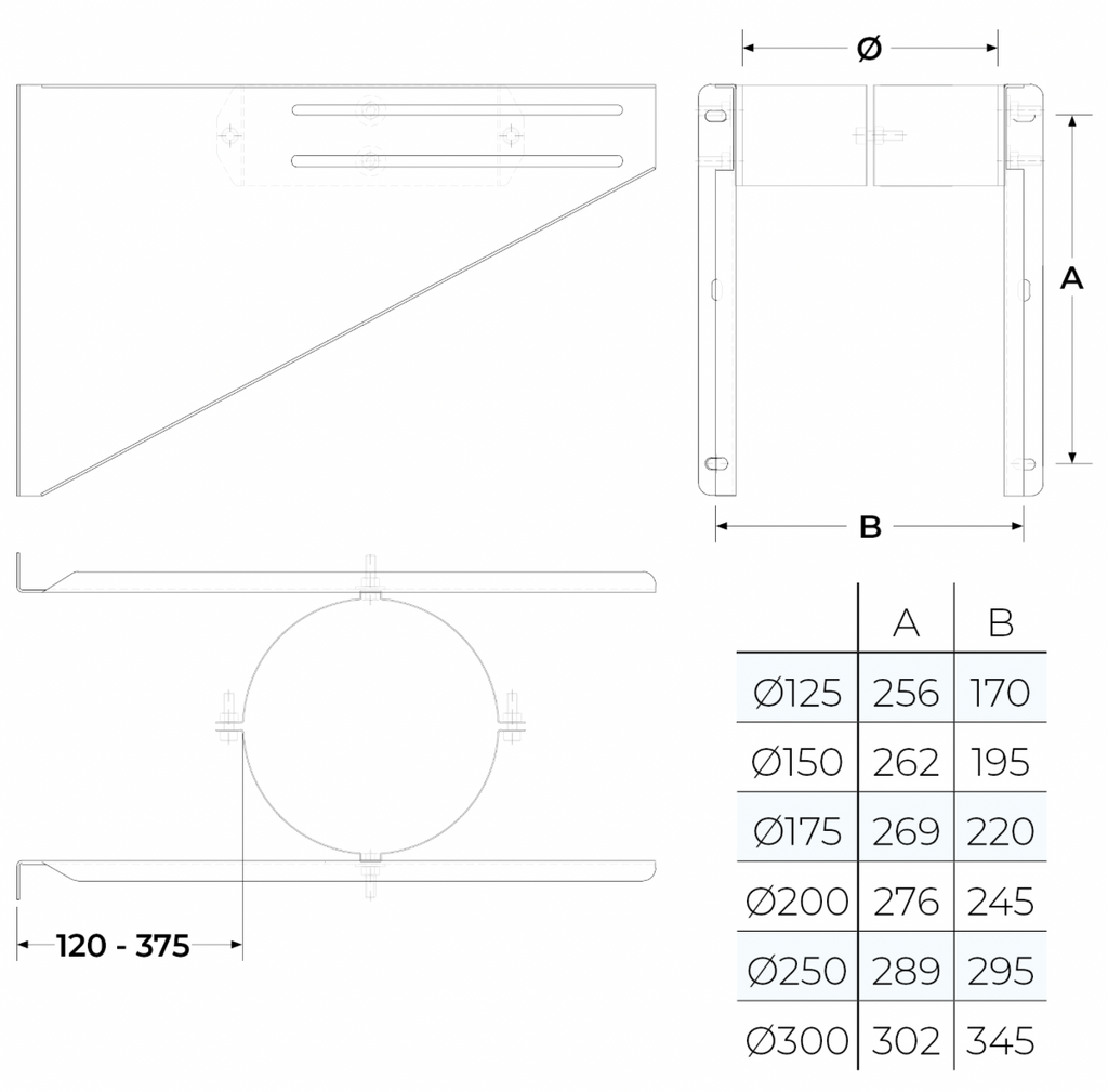 TWPro MB - LONG Retro Fit Base Support - 125 Ø