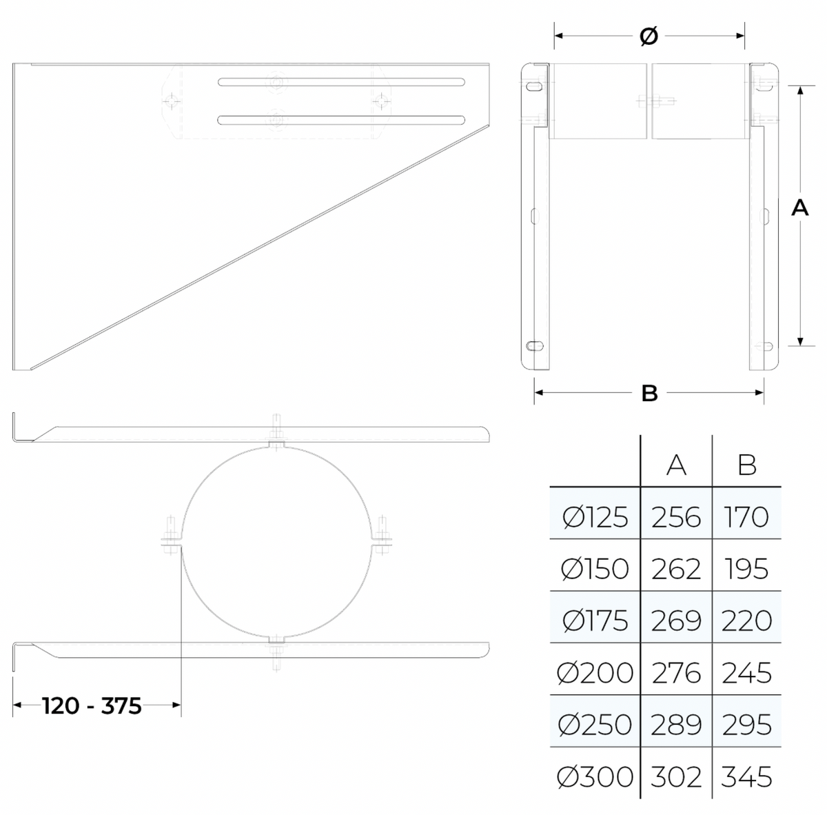 TWPro MB - LONG Retro Fit Base Support - 125 Ø