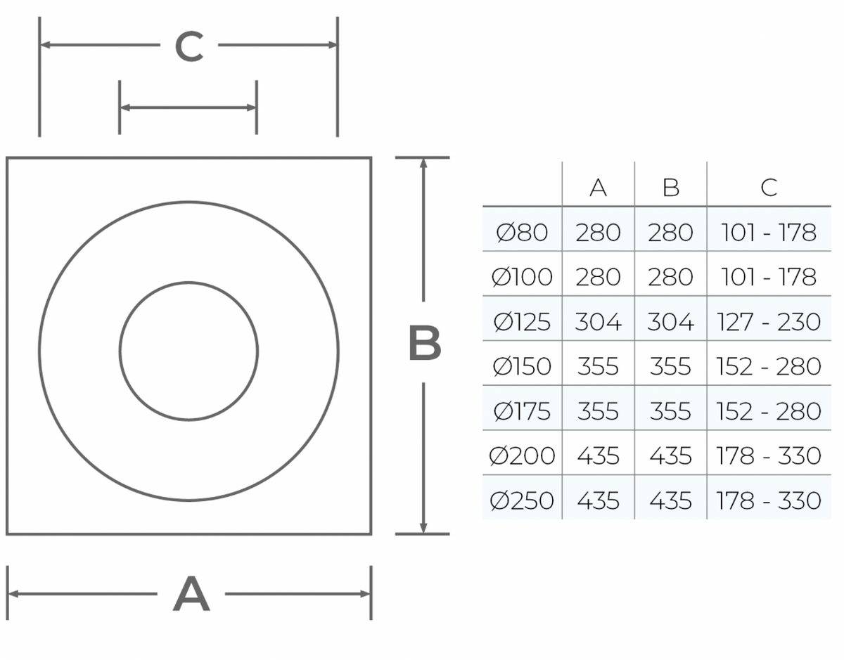 No 6 Metal Black EPDM 127-230mm 304x304