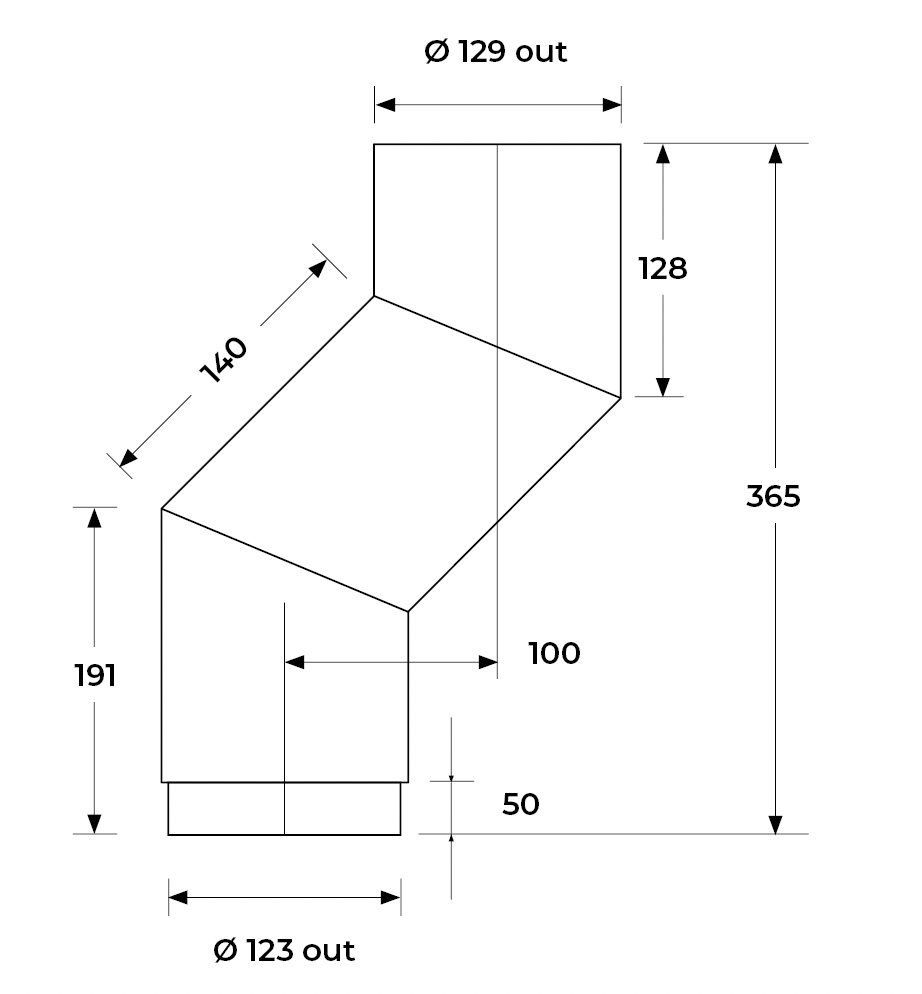 VIT-Smooth - Stove Off Set - Ø125mm
