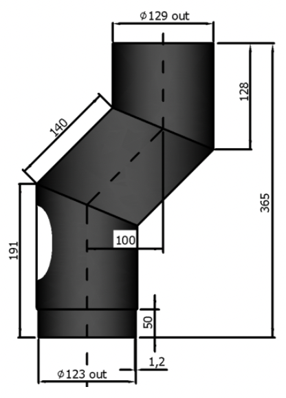 VIT-Smooth - Stove Off Set with Door - Ø125mm