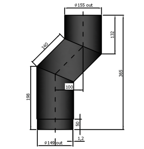 VIT-Smooth - Stove Off Set - Ø150mm
