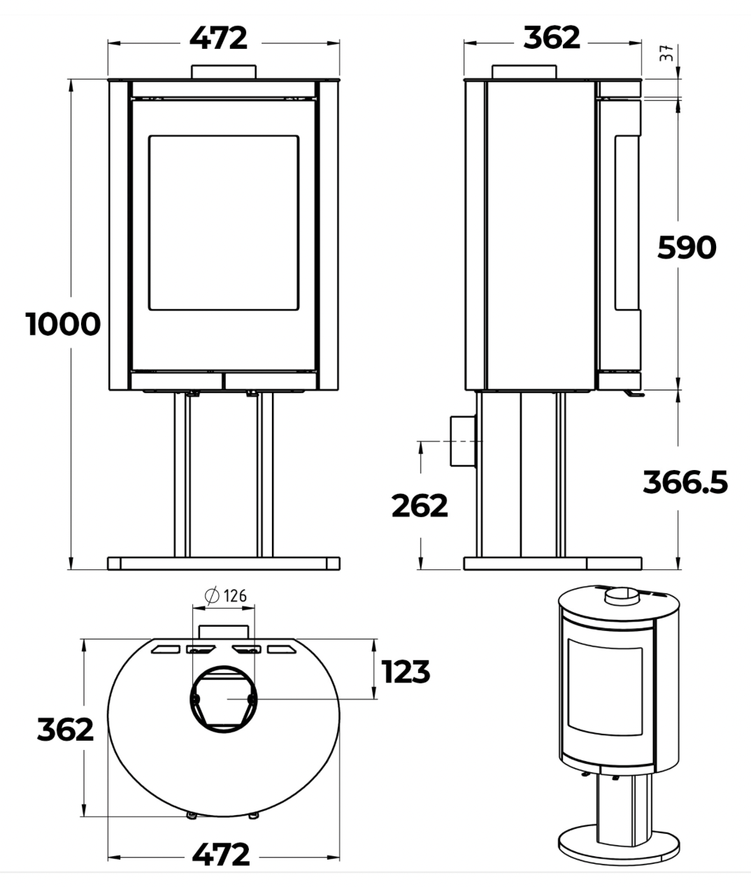Mi-Fires Ovale Pedestal