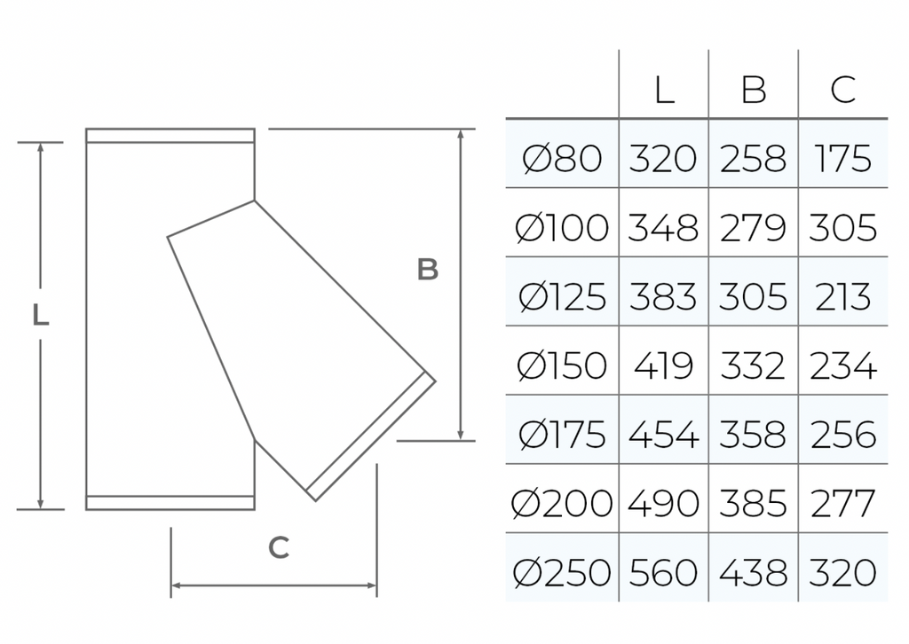 TWPro MB - 135º Tee - Ø 150