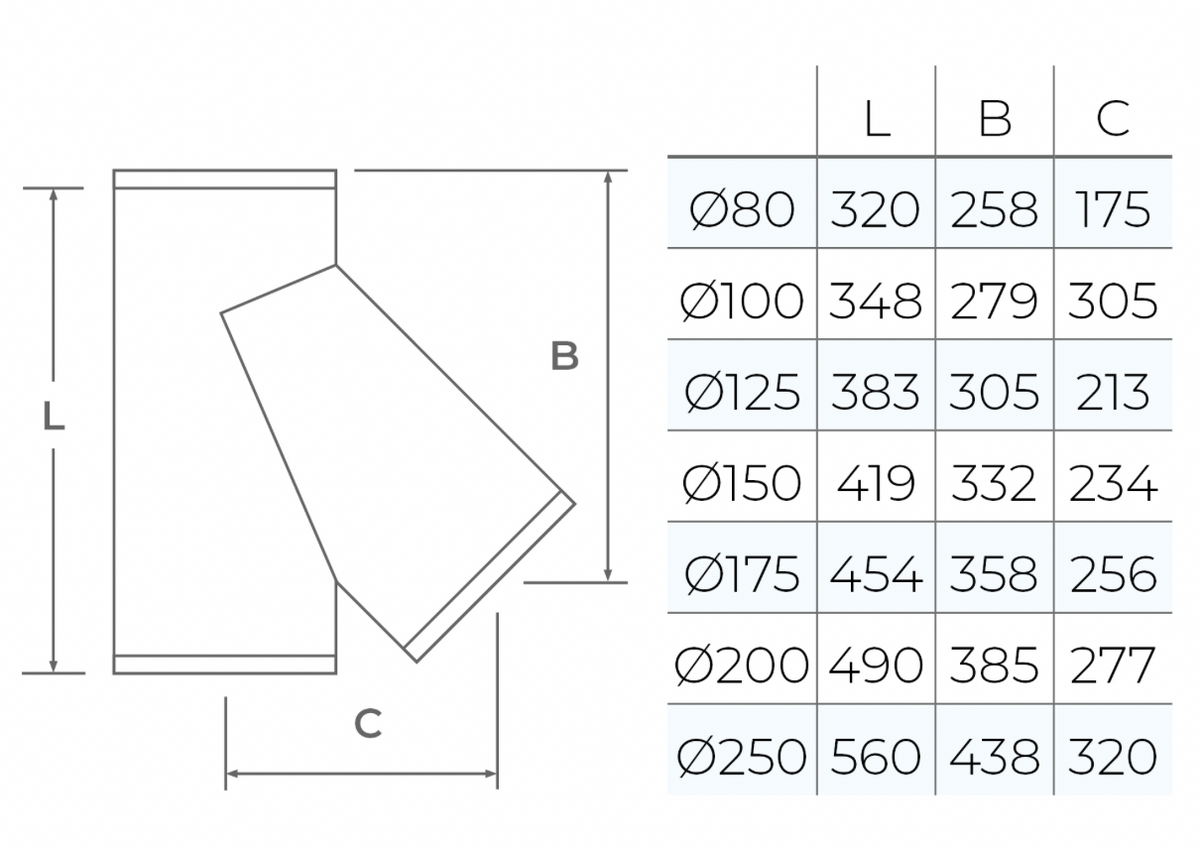 TWPro MB - 135º Tee - Ø 150