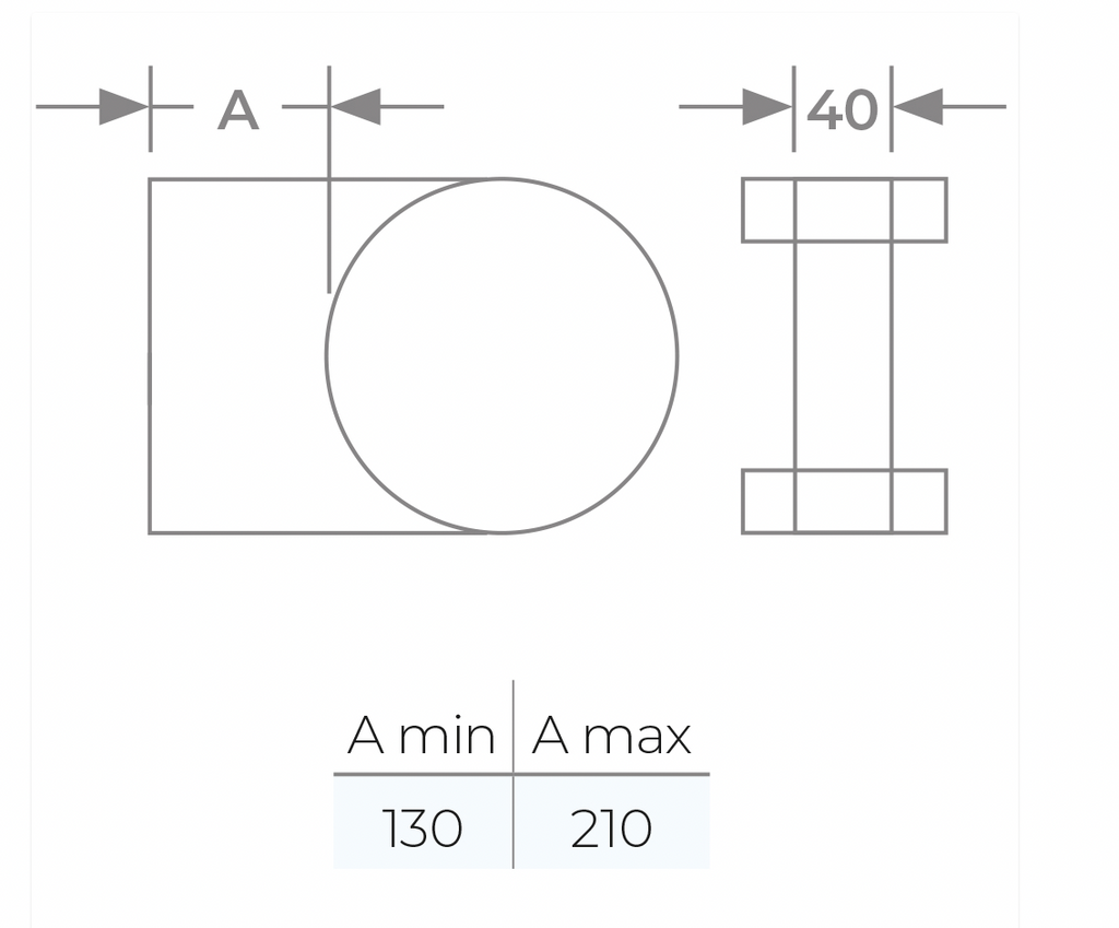 TWPro MB - Wall Support 130-210mm - Ø 150
