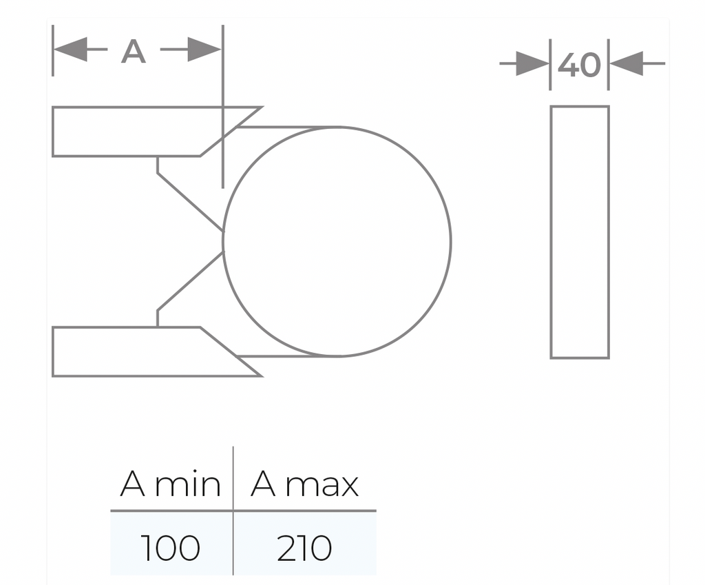 TWPro MB - Premium Long Wall Bracket 100mm-210mm - Ø 150