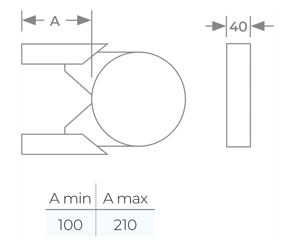 TWPro MB - Premium Long Wall Bracket 100mm-210mm - Ø 150