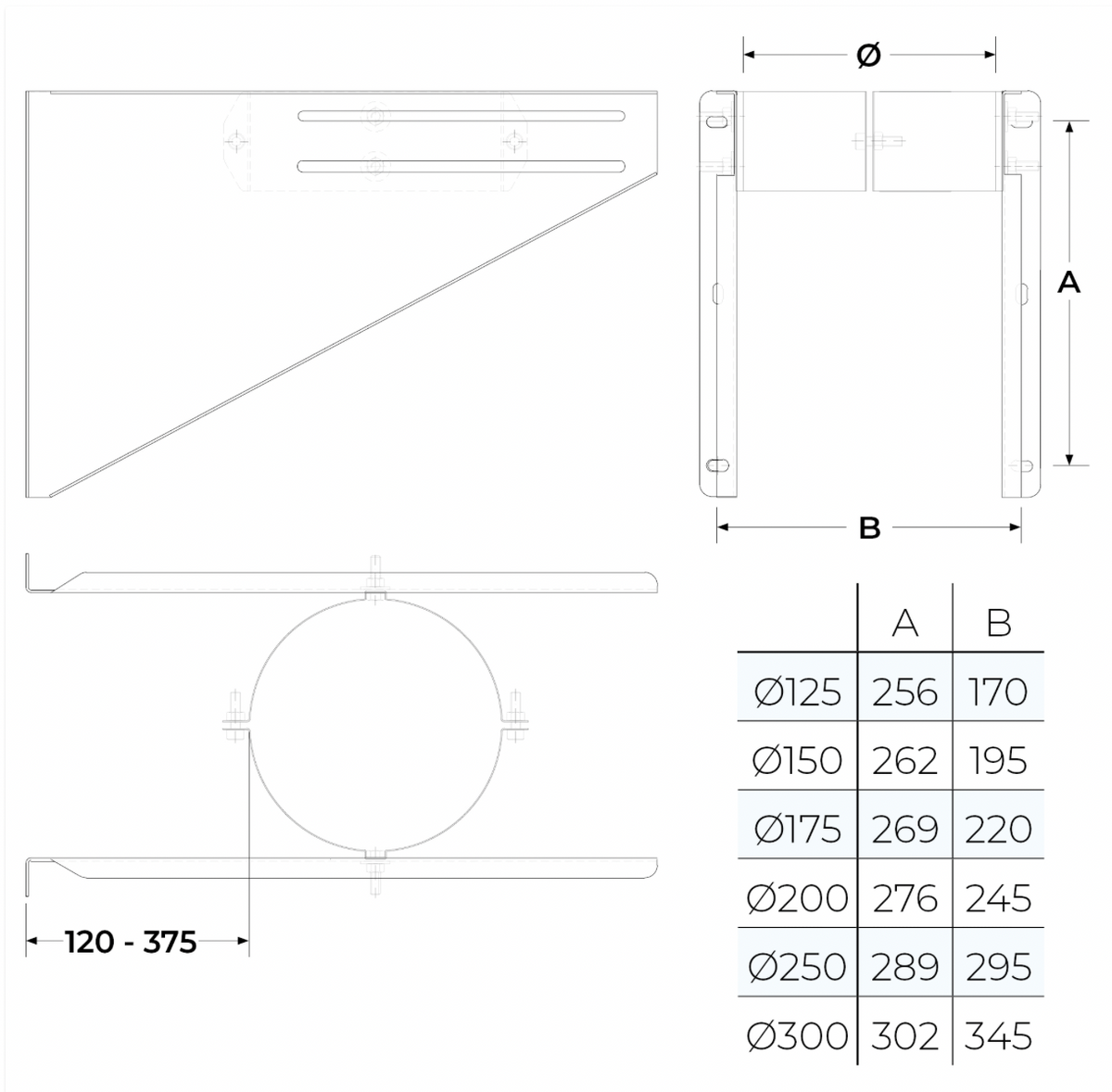 TWPro MB - LONG Retro Fit Base Support - 150 Ø
