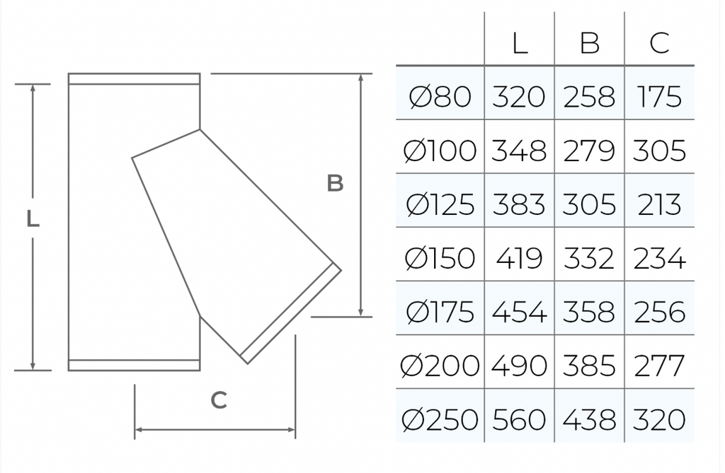 TWPro MB - 135º Tee - Ø 125