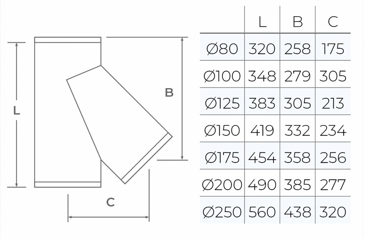 TWPro MB - 135º Tee - Ø 125