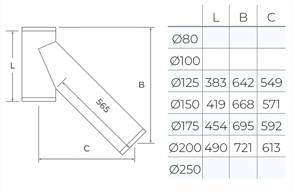 135 Degree Long TeeTWPro MB - Long 135º Tee - Ø 125
