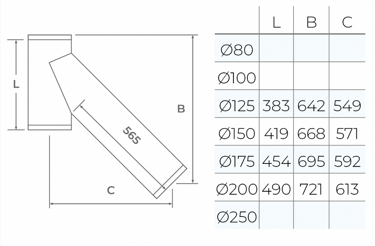135 Degree Long TeeTWPro MB - Long 135º Tee - Ø 125