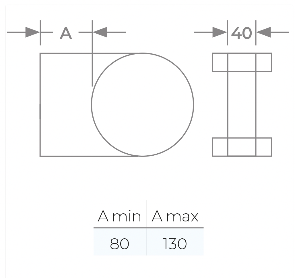TWPro MB - Wall Support 80-130mm - Ø 125