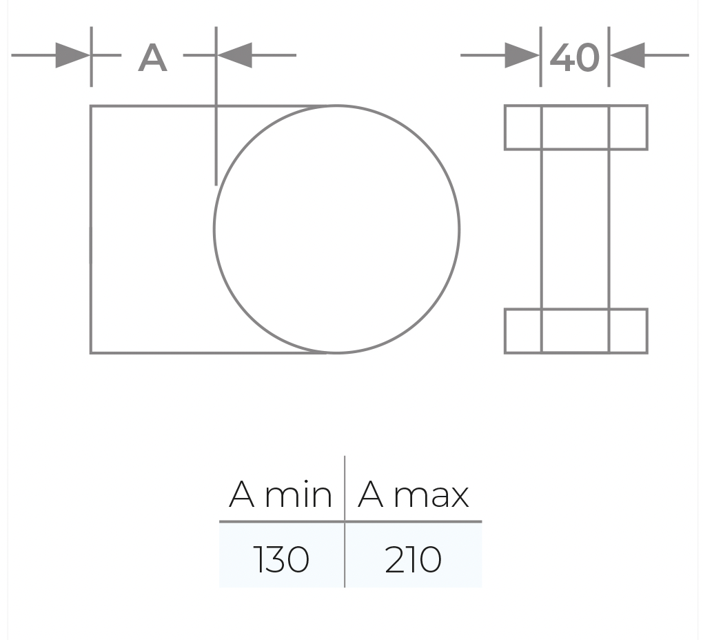 TWPro MB - Wall Support 130-210mm - Ø 125